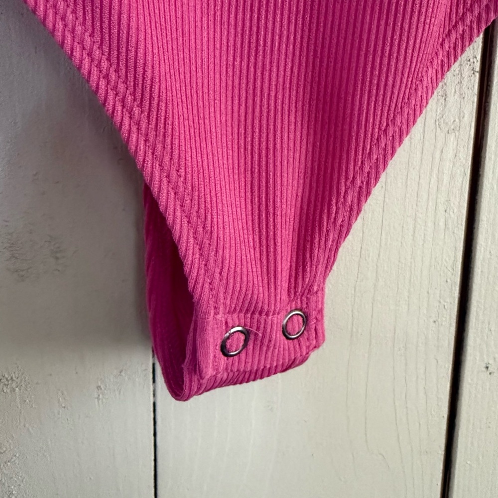 Express Pink Off-Shoulder Ruffle Bodysuit - Picture 3 of 4